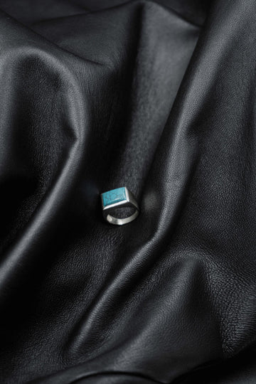 Ασημένιο δαχτυλίδι 925 με τιρκουάζ πέτρα επιπλατινωμένο